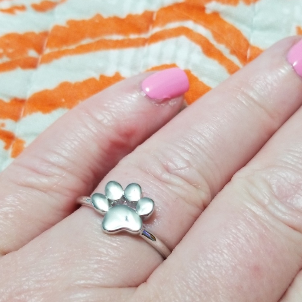 Sterling Silver .925 Paw Print Ring NIB